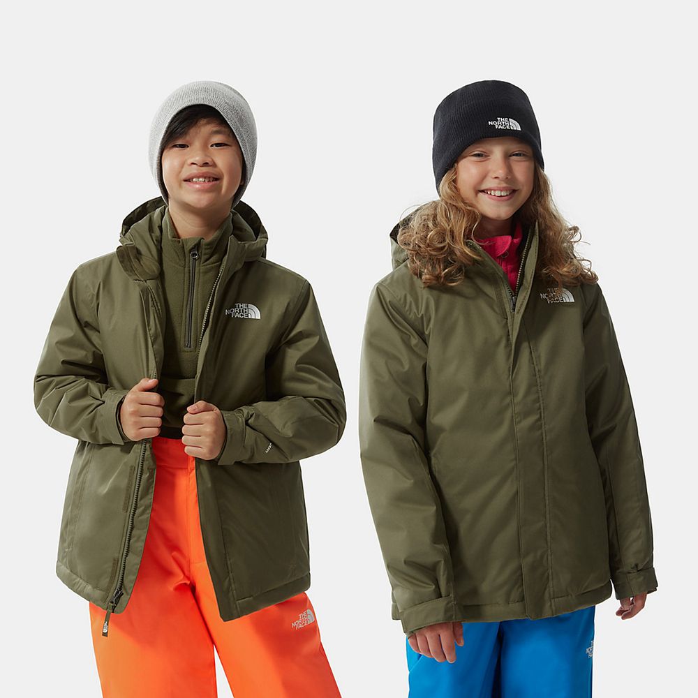 The North Face Jackets Youth Australia - The North Face Snow Quest Zip-In Olive Green Skiing And Sno